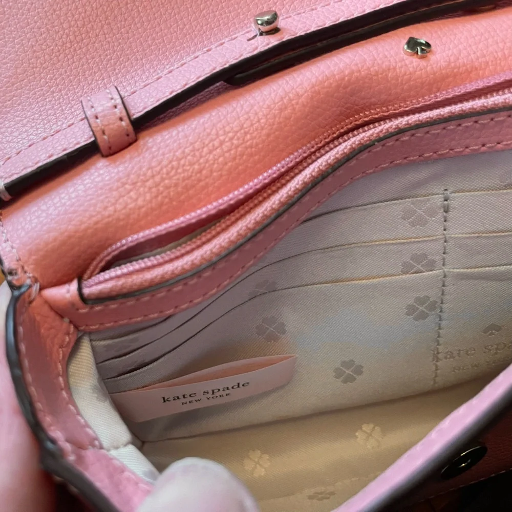 Kate Spade Candy Pink Crossbody Leather Purse With Chain Handle - Picture 7 of 12